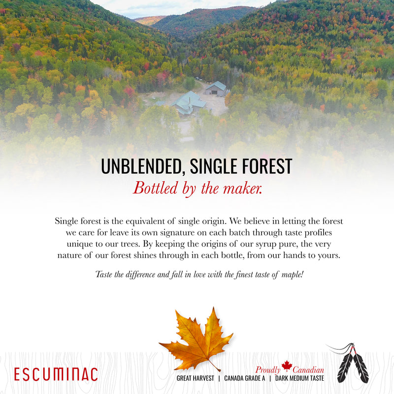 Escuminac Canadian Maple Syrup, Pure & Organic, Great Harvest Dark Robust, 500 ml Bottle.