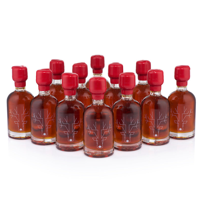 Escuminac Canadian Maple Syrup, Pure & Organic, Dark Robust Taste, Wedding Favors 12 x 50 ml Bottles